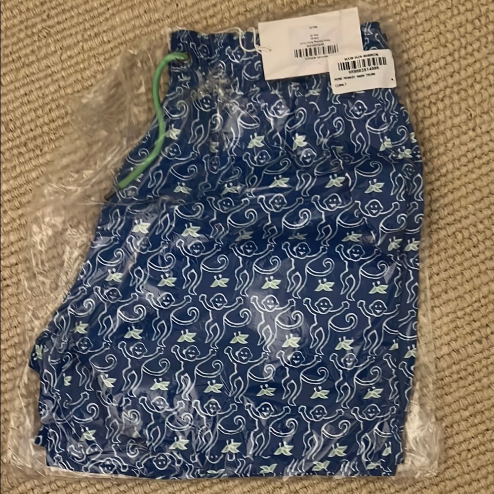 Roller Rabbit Blue Monkey Print Swim Trunks NWT (unopened package)